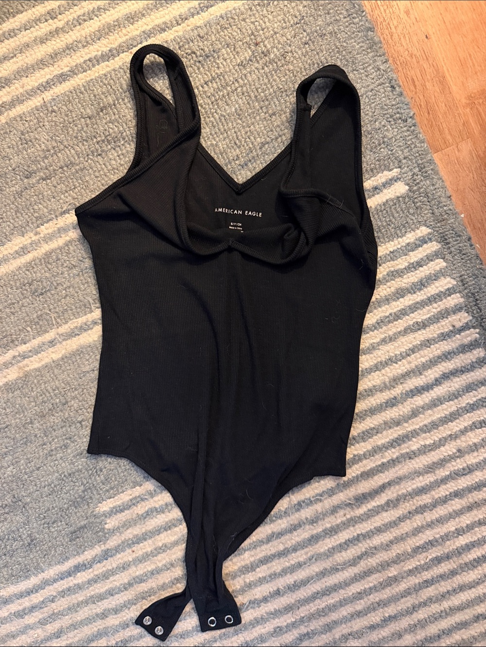 American Eagle Outfitters Kids Black Ribbed Tank Bodysuit